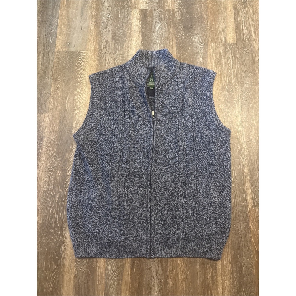 Emerald Isle Weaving Men's 2XL Aran Cable Knit Wool Blend Full Zip Sweater Vest